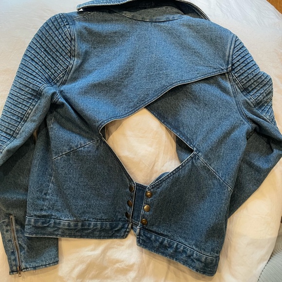 Cameo the label denim moto jacket size S - Picture 3 of 3